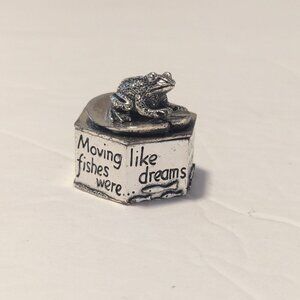 Vintage Silver Scenes Pewter Frog Box Pill Mini Round Trinket Keepsake Wales UK